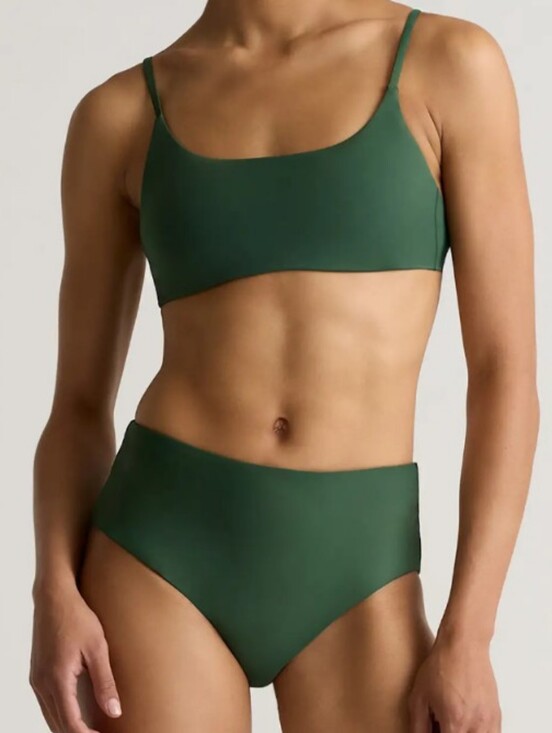 Quince Other - Quince Bikini Set Italian Scoop Neck Top High Rise Bottom Palm Green Medium